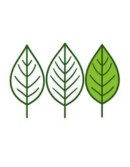 Three stylized leaves, transitioning from white to green
