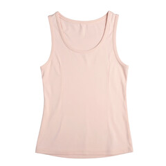 Light pink tank top isolated against a black background presents a simple and elegant style, showcasing the minimalist design of the sleeveless garment which could be casual or for workouts.