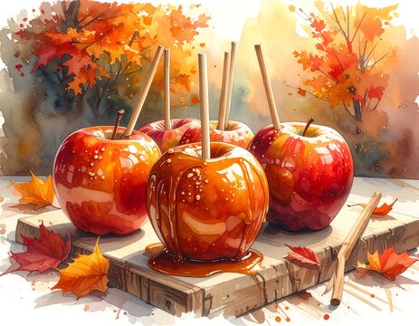Autumnal caramel apples - Powered by Adobe
