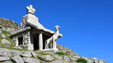 Obraz premium stone house statue exu pomba gira ze pilintra.