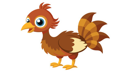 Naklejka premium Cheerful cartoon rooster strutting with a colorful plumage on a white background