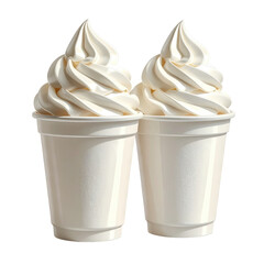 Two small, white cups filled with whipped cream