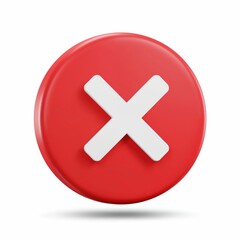 Fototapeta premium Error Icon: A bold, red circle with a prominent white X represents a universal symbol of error, denial, or closure. A visual cue designed for clarity and efficiency.