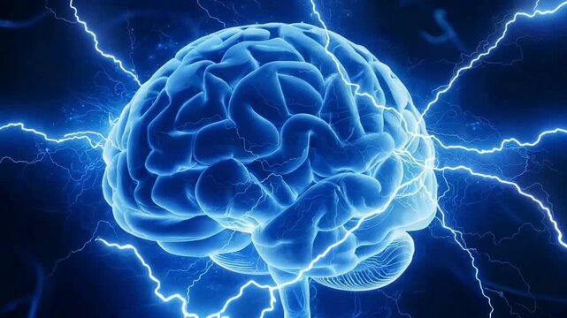 Brainstorming ideas concept with electric impulses, think about creativity, intelligence, and mental health in dynamic motion video