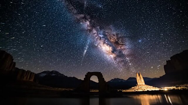 Ancient Landscapes Under Starry Skies Documentary, advertising campaigns (automotive, travel, tech), nature content, educational media, relaxation videos.