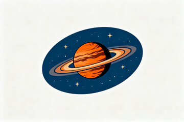 Illustration of Saturn with rings set against a starry space background