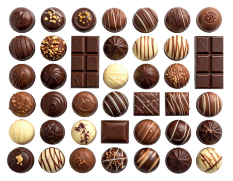 Assortment of chocolate truffles and bars