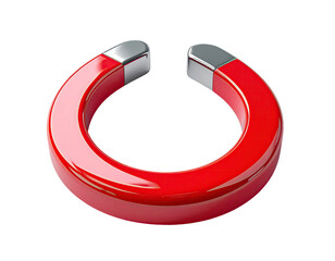 A glossy red horseshoe magnet