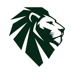 Stylish Dark Green Lion Head Logo Icon Design