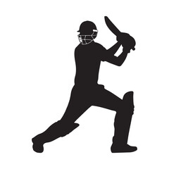 Cricket Batsman Silhouette Vector Illustration