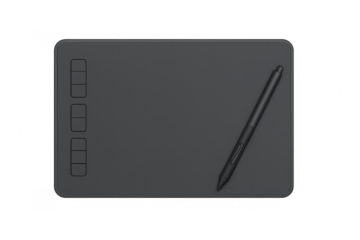 Graphics tablet and pen on transparent background