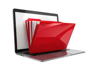 Red folder on a laptop