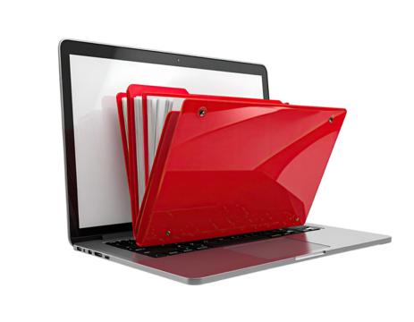 Red folder on a laptop