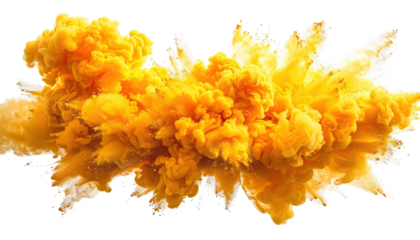 Abstract explosion of vibrant orange-yellow ink