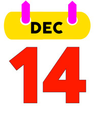 DEC 14 - Calendar Date Highlighted for Event or Reminder
