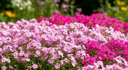 Naklejka premium Vibrant Pink Phlox Flowers Blooming in a Lush Garden.