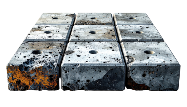 Square, weathered concrete blocks