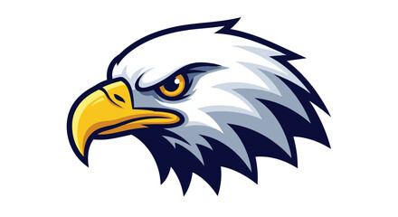 Expressive Cartoon Eagle Head Vector Illustration, Strong Bird of Prey Mascot Design with Blue and Grey Accents, Dynamic Sport Team Logo