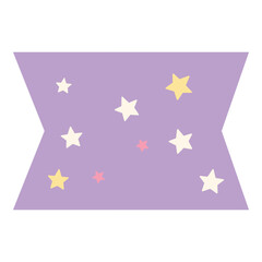 Purple ribbon banner with scattered white and yellow stars, perfect for magical, dreamy, or celestial-themed designs.
