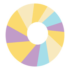Obraz premium Colorful segmented pie chart circle, ideal for infographics, presentations, or cheerful data visualization designs. 