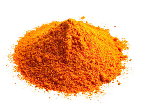 Carrot powder isolated on white background next to fresh carrots.