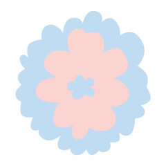 Soft pink flower with blue cloud background, ideal for baby, feminine, or gentle design projects and social media.
