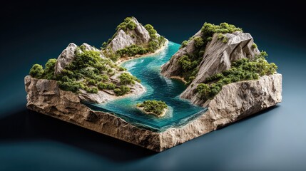 Miniature island landscape model