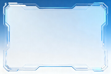 Transparent futuristic frame with blue gradient background and angular design elements