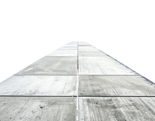 Perspective view of a light gray concrete pathway extending into the distance