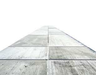 Perspective view of a light gray concrete pathway extending into the distance