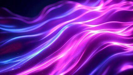 Obraz premium A vibrant abstract image showcasing flowing waves of purple and blue light, creating a dynamic and energetic visual effect.