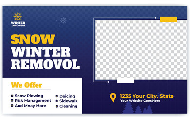 Obraz premium Snow removal and Ice removal or cleaning service social media banner for social media post.