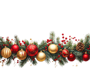 Christmas garland with ornaments and greenery (1)