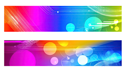 Abstract banner design with vibrant colors and flowing lines