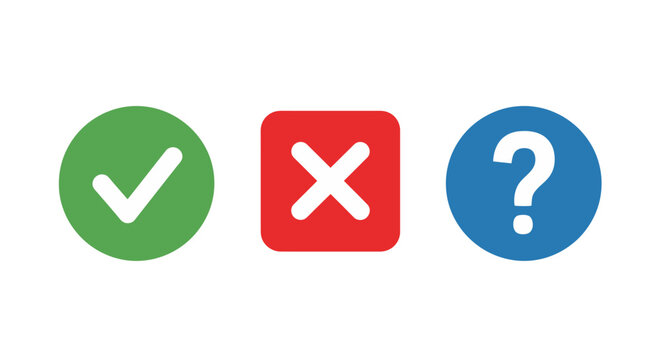 Tick, Cross, and Question Mark Icons