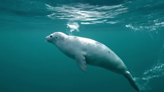 Dynamic Underwater Seal Movements: Featuring the agile and powerful swimming of seals below the surface, highlighting their adaptability to marine life. no data