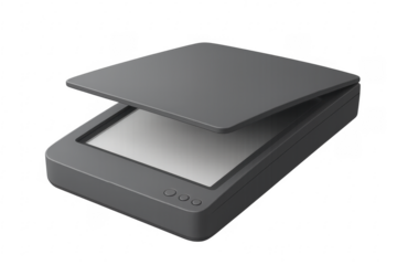 Flatbed document scanner converting paper to digital file