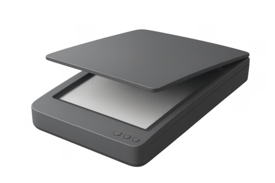 Flatbed document scanner converting paper to digital file
