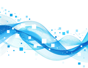 Abstract blue waves with white squares