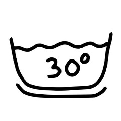 Water wash basin thirty degree symbol