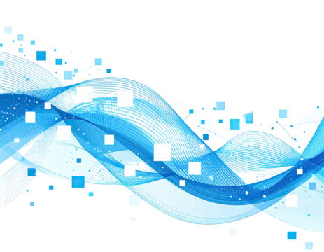 Abstract blue waves with white squares - Powered by Adobe