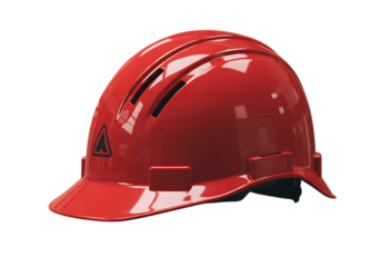 Red hard hat safety helmet isolated on transparent background