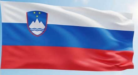 Slovenia flag waving national symbol of slovenian country