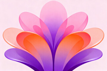 Abstract floral design with gradient petals in purple, pink, and orange hues