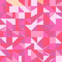 Dynamic pink red abstract pattern with geometric mosaic design and layered overlapping elements