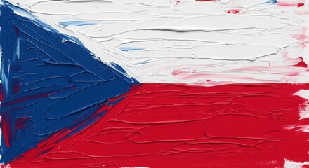 Czech republic flag painted with thick brushstrokes texture