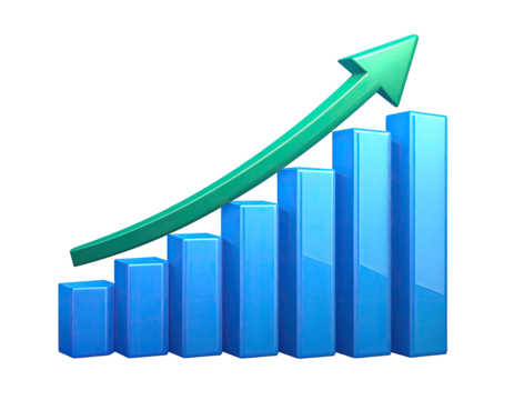 Growing bar chart graphic