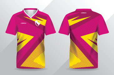 pink and yellow sport jersey for football and soccer shirt template