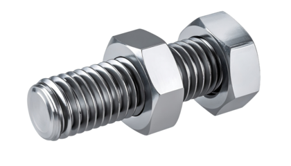 Close-up of a metallic bolt and nut (1)