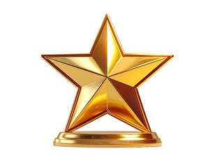 Golden star-shaped award trophy